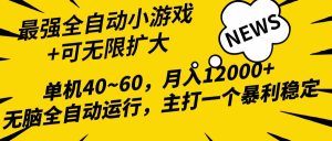 2024最新全网独家小游戏全自动，单机40~60,稳定躺赚，小白都能月入过万-逍遥游