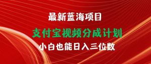 最新蓝海项目 支付宝视频频分成计划 小白也能日入三位数-逍遥游