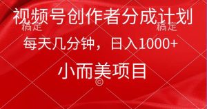 视频号创作者分成计划，每天几分钟，收入1000+，小而美项目-逍遥游