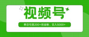 视频号，单日引流200+创业粉，日入5000+-逍遥游