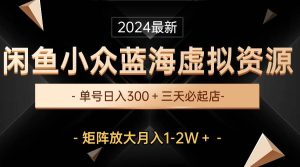 最新闲鱼小众蓝海虚拟资源，单号日入300＋，三天必起店，矩阵放大月入1-2W-逍遥游