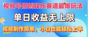 视频号原创娱乐赛道最爆玩法，单日收益无上限，视频制作简单，小白也能…-逍遥游