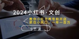 2024小红书·文创：教你小红书养号和开店、抓住小风口 一年一百万 (9节课)-逍遥游