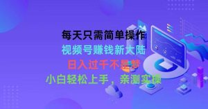每天只需简单操作，视频号赚钱新大陆，日入过千不是梦，小白轻松上手，…-逍遥游