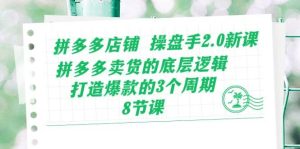 拼多多店铺 操盘手2.0新课，拼多多卖货的底层逻辑，打造爆款的3个周期-8节-逍遥游