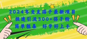 2024年交友搭子最新项目，极速引流300+搭子粉，简单粗暴，好学好上手-逍遥游