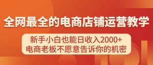 电商店铺运营教学，新手小白也能日收入2000+，电商老板不愿意告诉你的机密-逍遥游