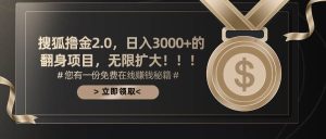 搜狐撸金2.0日入3000+，可无限扩大的翻身项目-逍遥游