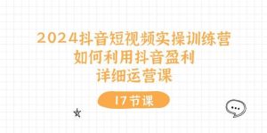 2024抖音短视频实操训练营:如何利用抖音盈利,详细运营课(17节视频课)-逍遥游