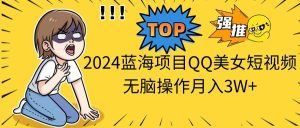 2024蓝海项目QQ美女短视频无脑操作月入3W+-逍遥游