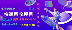 快递 回收项目，容易上手，小白一分钟学会，一分钟出单，日赚300~800-逍遥游