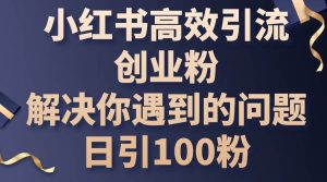 小红书高效引流创业粉，解决你遇到的问题，日引100粉-逍遥游