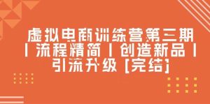 虚拟电商训练营第三期丨流程精简丨创造新品丨引流升级 [完结]-逍遥游