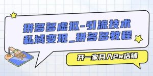 拼多多虚拟-引流技术与私域变现_拼多多教程:开一家月入2w店铺-逍遥游