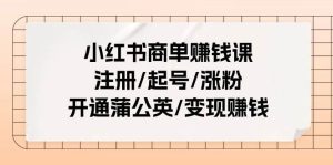 小红书商单赚钱课：注册/起号/涨粉/开通蒲公英/变现赚钱（25节课）-逍遥游