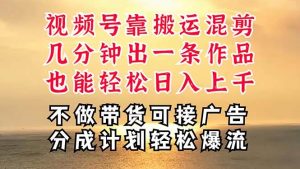 深层揭秘视频号项目，是如何靠搬运混剪做到日入过千上万的，带你轻松爆…-逍遥游