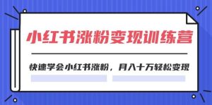 2024小红书涨粉变现训练营,快速学会小红书涨粉,月入十万轻松变现(40节)-逍遥游