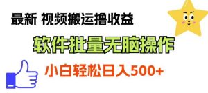 最新视频搬运撸收益，软件无脑批量操作，新手小白轻松上手-逍遥游