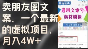 卖朋友圈文案，一个最新的虚拟项目，月入4W+（教程+素材）-逍遥游