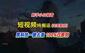 中视频计划纯搬运，黑科技一键去重过原创，新手小白福音，轻松日入大几百-逍遥游