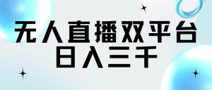 无人直播双平台,日入三千-逍遥游