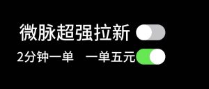 微脉超强拉新, 两分钟1单, 一单利润5块,适合小白-逍遥游