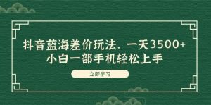 抖音蓝海差价玩法,一天3500+,小白一部手机轻松上手-逍遥游