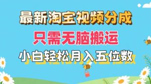 最新淘宝视频分成,只需无脑搬运,小白也能轻松月入五位数,可矩阵批量…-逍遥游
