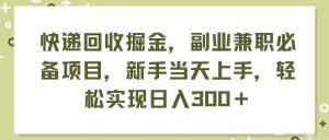 快递回收掘金,副业兼职必备项目,新手当天上手,轻松实现日入300+-逍遥游