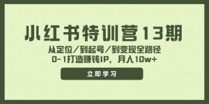 小红书特训营13期，从定位/到起号/到变现全路径，0-1打造赚钱IP，月入10w+-逍遥游