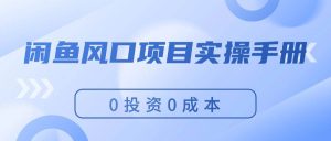 闲鱼风口项目实操手册，0投资0成本，让你做到，月入过万，新手可做-逍遥游