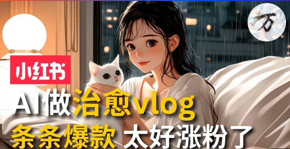 AI治愈系vlog动画视频，小红书7天 涨粉破千，商单报价1500+，0成本制作，日入2000+，有手就会 -逍遥游